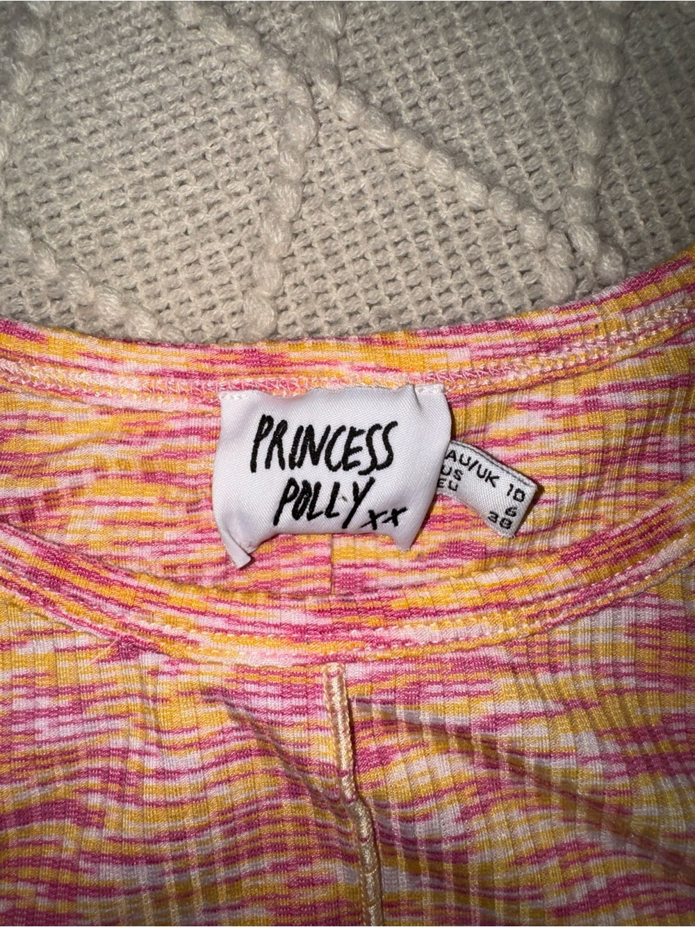 Princess Polly Pink Multi Colored Ribbed Cropped Tank Size 6 - Picture 2 of 4